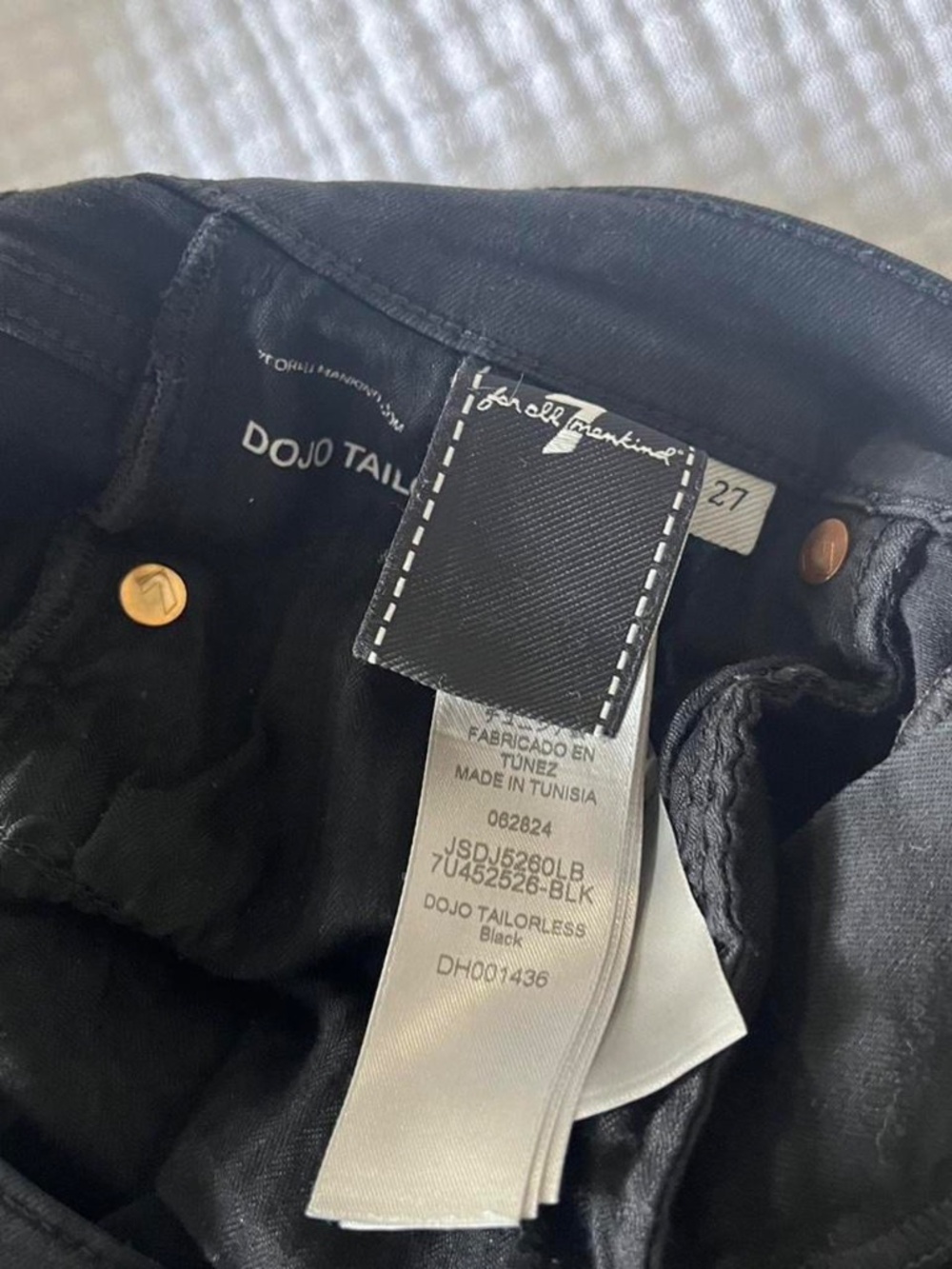 7 For All Mankind Dojo Tailorless Slim Illusion Flare Jeans in Black - Picture 5 of 6